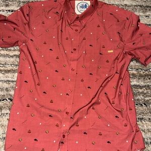 RSVLTS Smores Clocolate Marshmallow Coral Short-Sleeve Button-Down Shirt